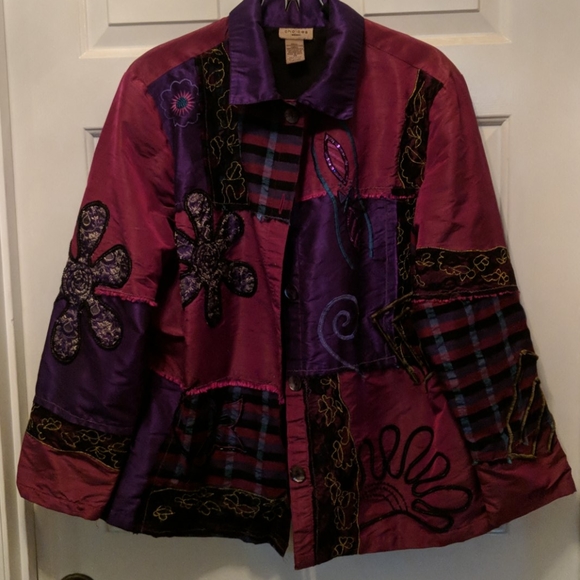 Choices Woman Jackets & Blazers - 1X Mixed Media Embroidered Jacket